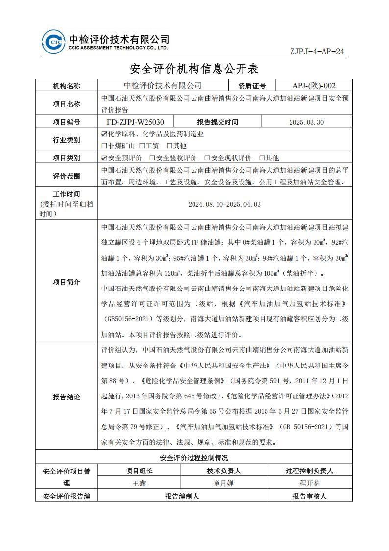 17中国石油天然气股份有限公司云南曲靖销售分公司南海大道加油站新建项目安全预评价报告安全评价过程控制记录表_01.jpg